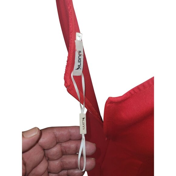 Red Sleeveless One-Shoulder Knee-Length Dress With Lace Detail & Side Ruching Fo - Picture 8 of 11